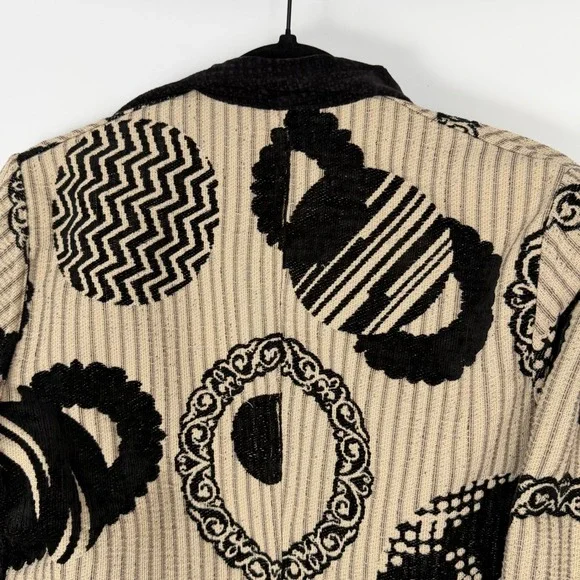 Vintage Womens Abstract Mixed Media Fine European Reversible Tapestry Jacket Med - Picture 6 of 11